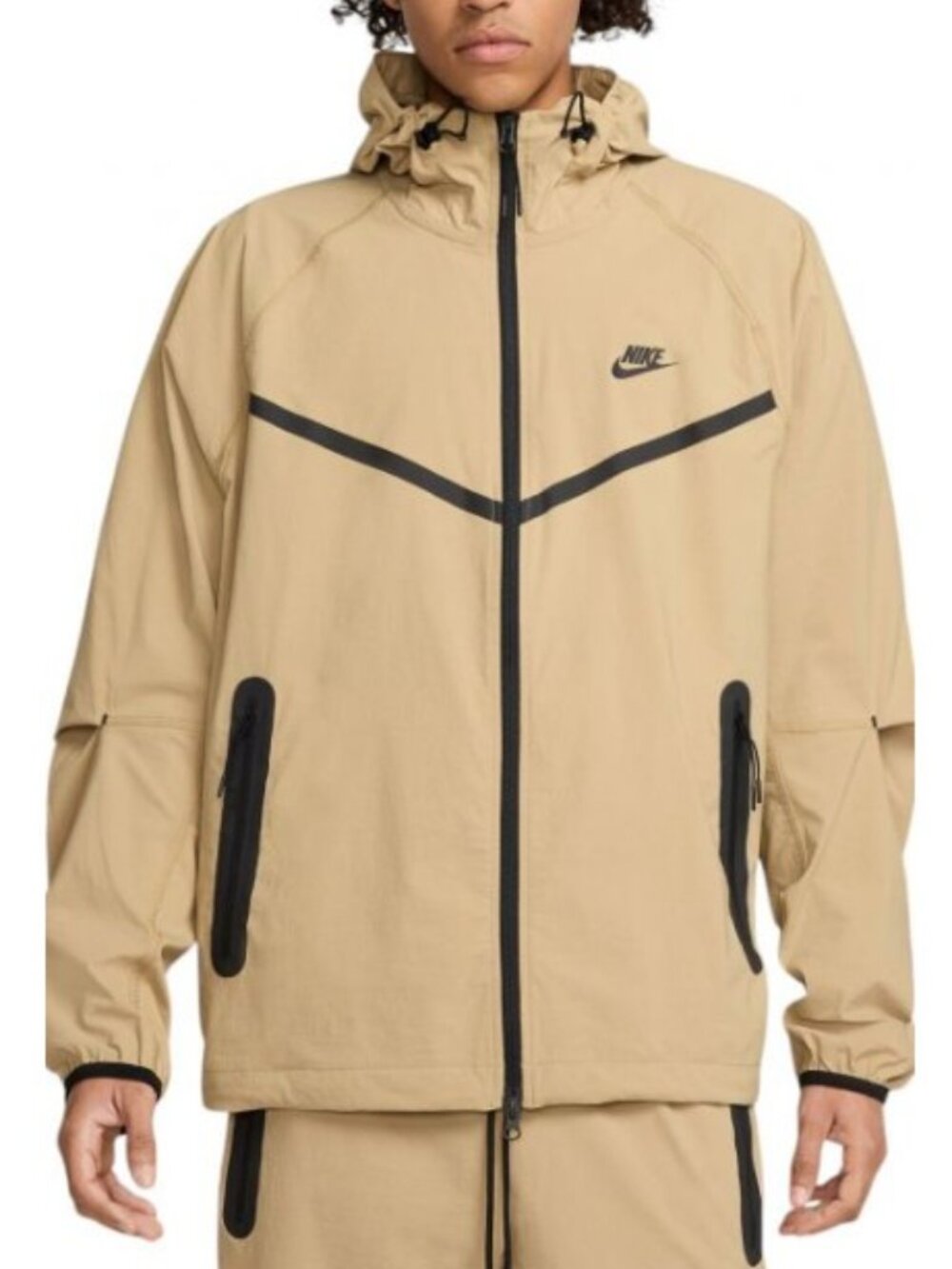 Nike Men's Tech Windrunner Woven Full-Zip Jacket Beige Black HM7151-297 Size Sma